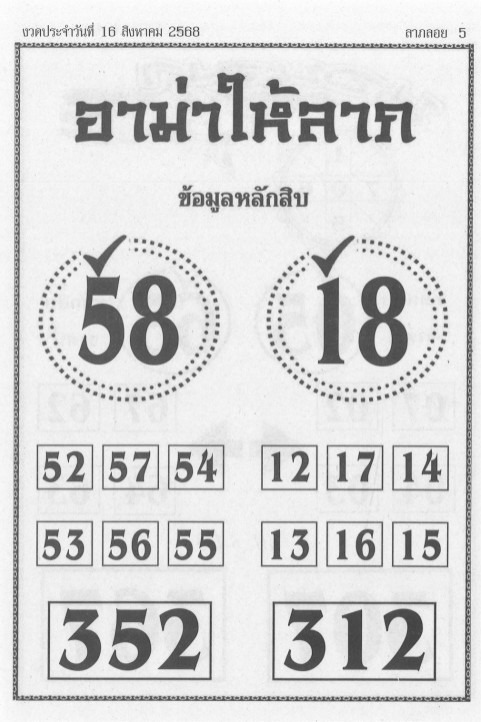 หวยอาม่าให้ลาภ 16/8/68