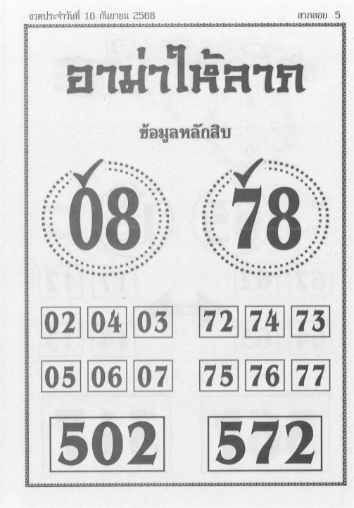 หวยอาม่าให้ลาภ 16/9/68